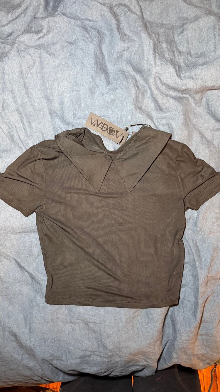 NWT Dolls Kill Widow Black Mesh Collared Crop Top Size S